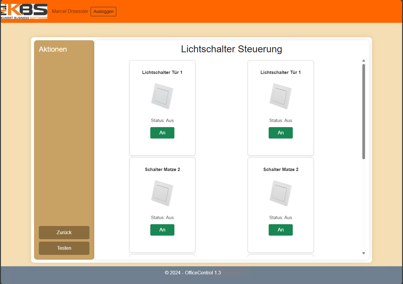 Bedienoberfläche der Smart-Home-Lichtschalter